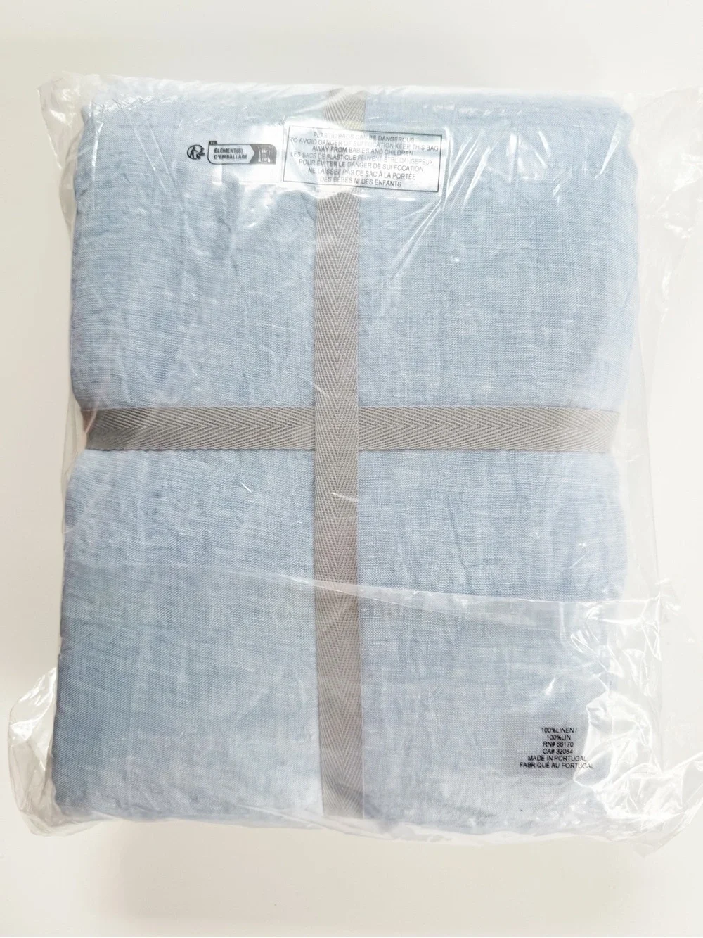 Anthropologie 100% Portuguese European Linen Duvet Cover​ in Blue | QUEEN NWT